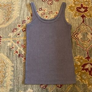 Charcoal-gray ribbed aerie XXS tank